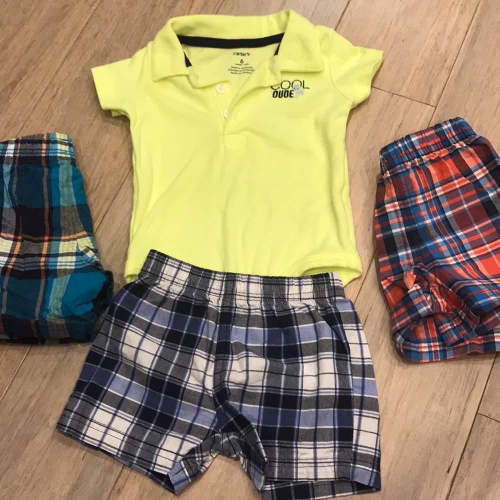 Bundle of Carter’s Shorts and Collared Onsie